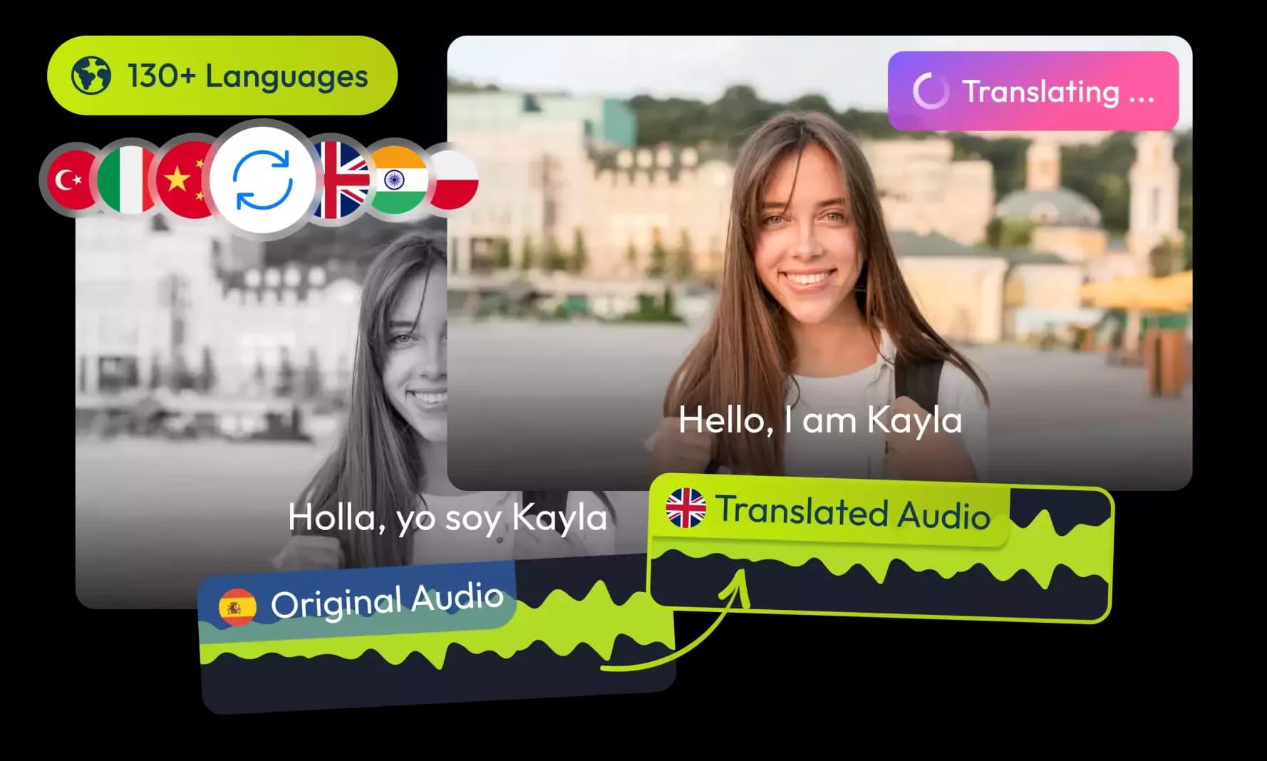 Girl speaking in AI video translation demo