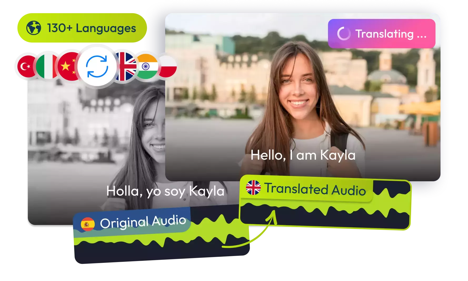 Girl speaking in AI video translation demo