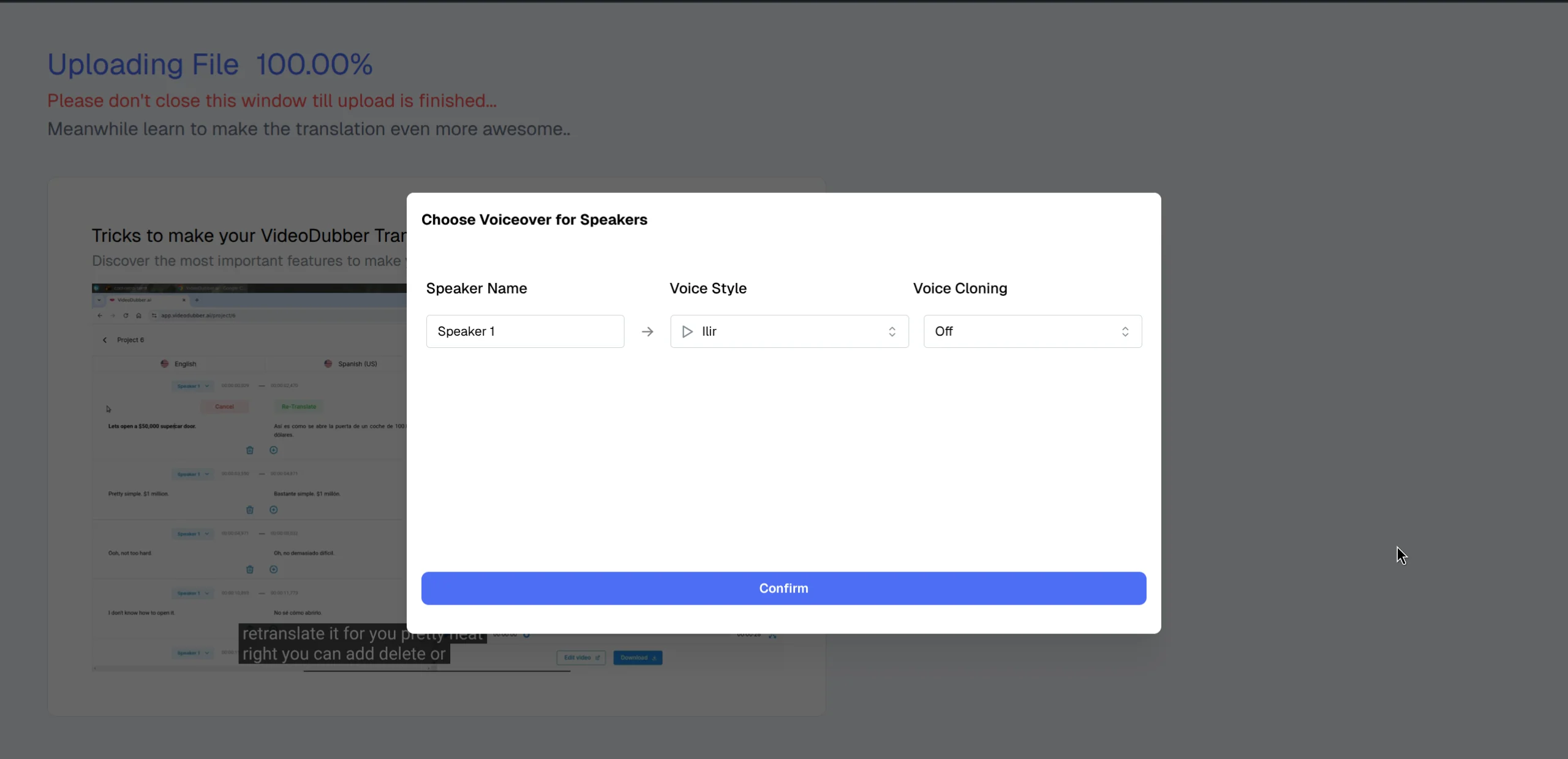 Editor Voice Selection