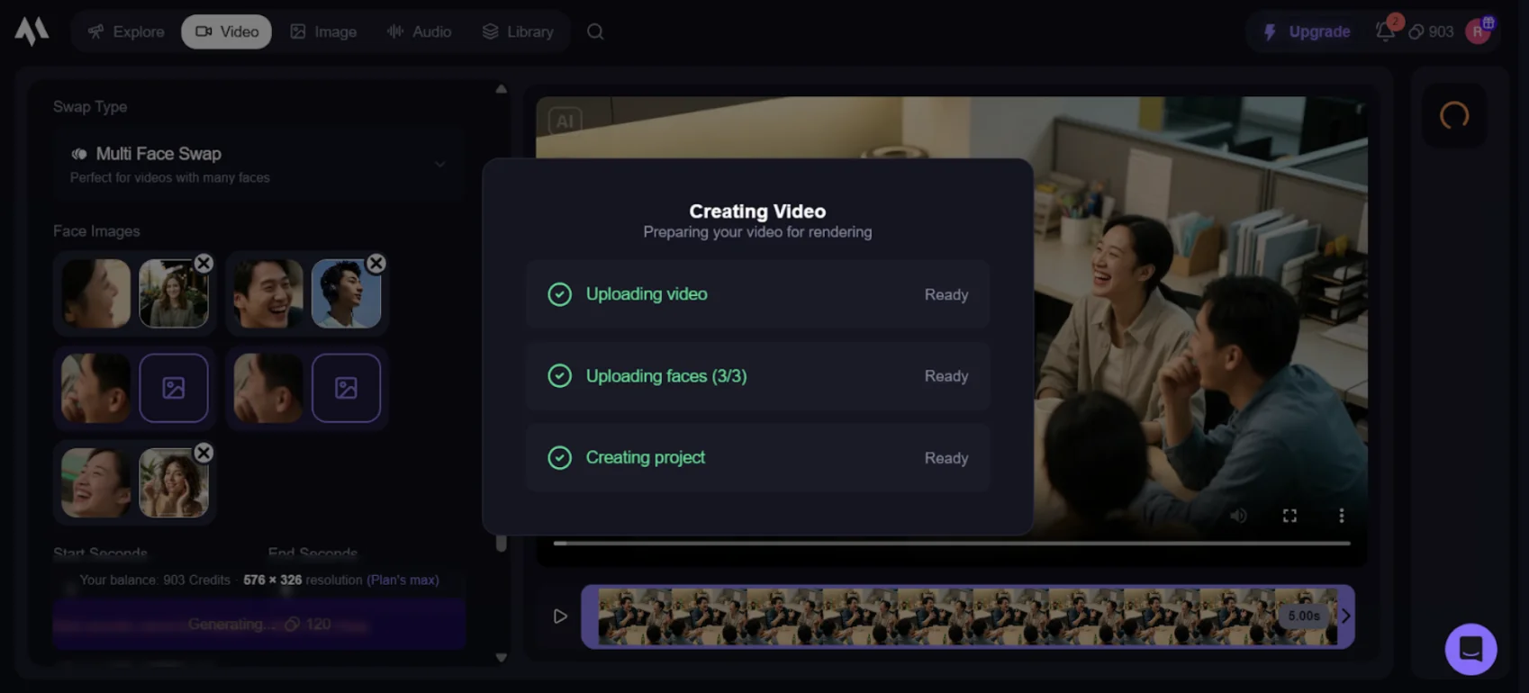 Face swap result and download