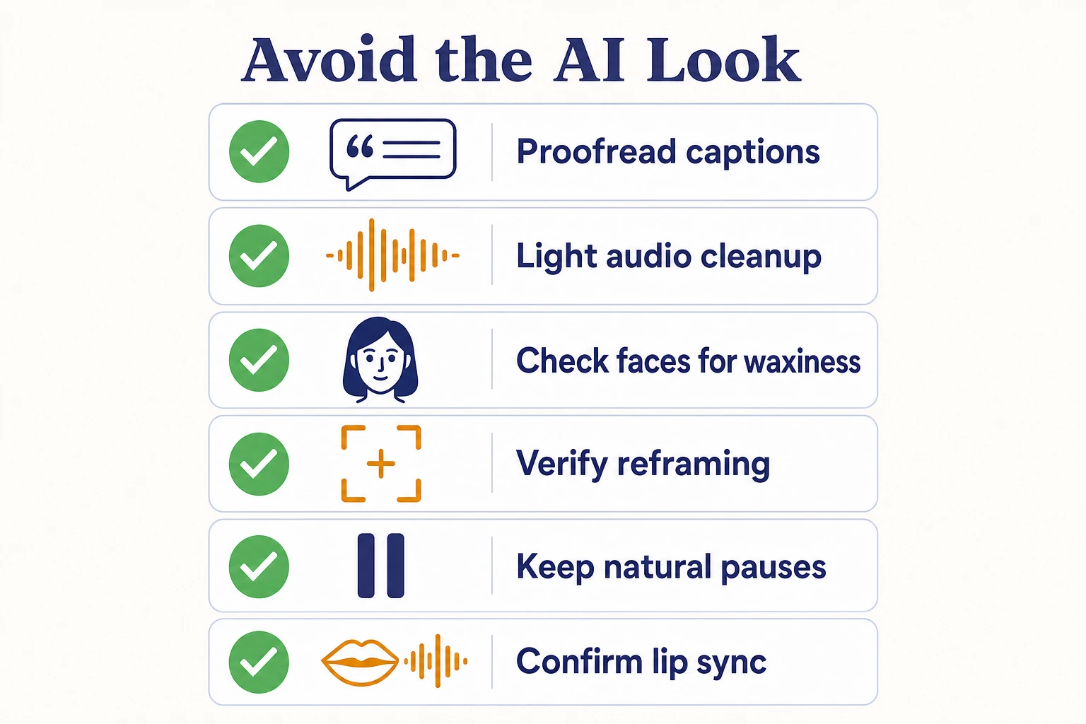 How to avoid the AI look in video editing — quality checklist