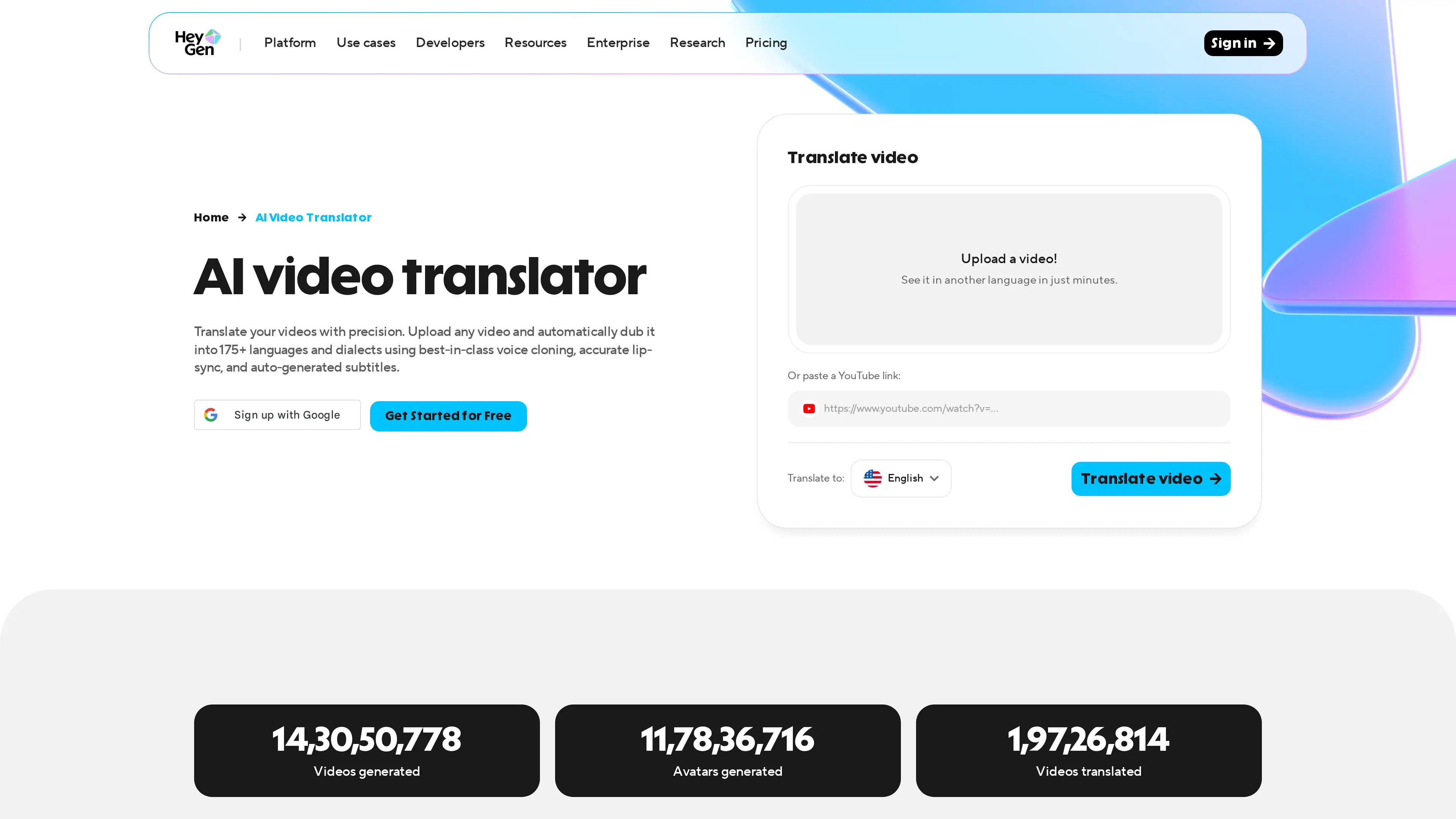 HeyGen AI video translator — dub YouTube videos into 175+ languages