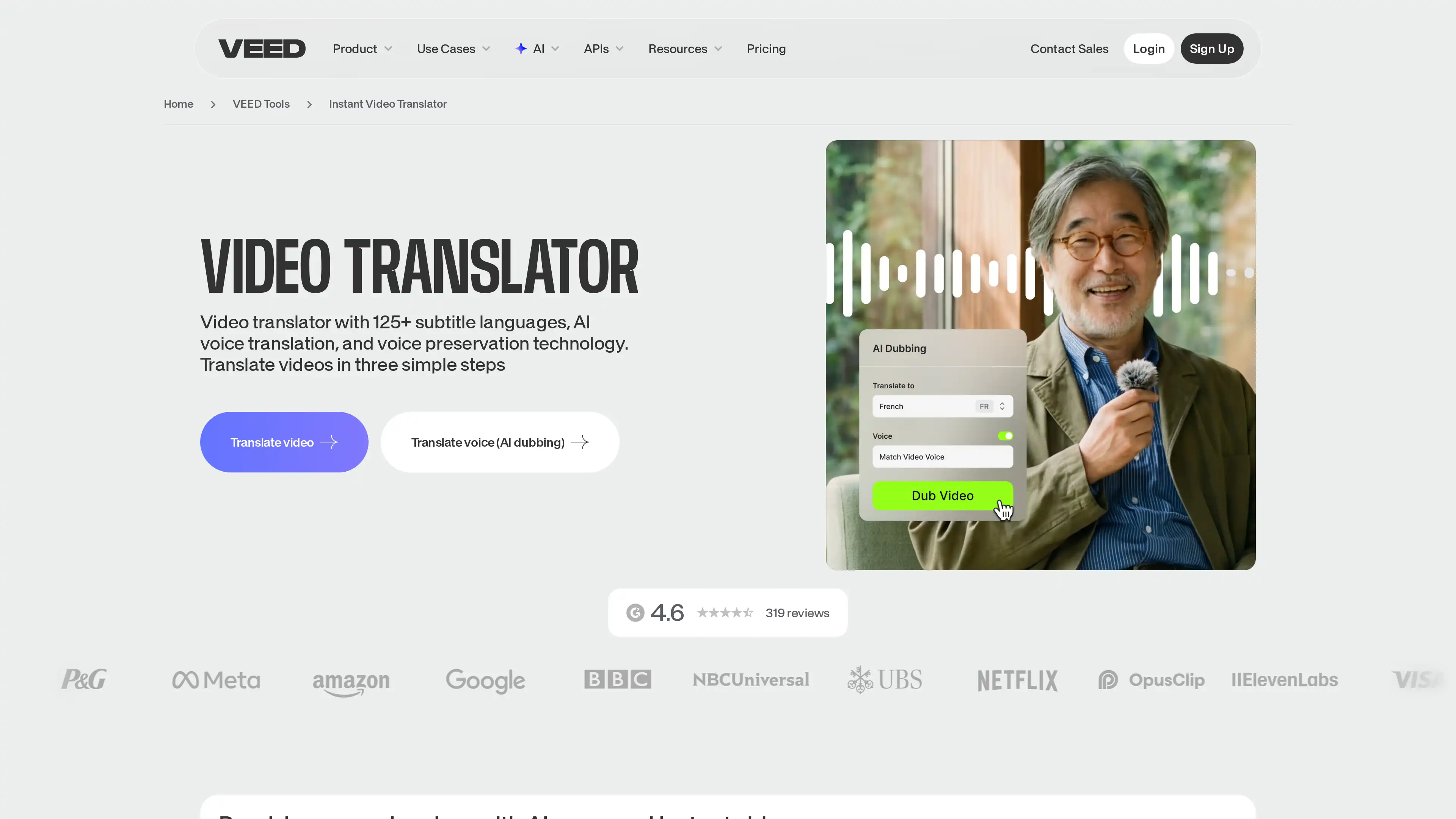 VEED.io video translator — instant AI dubbing for creators