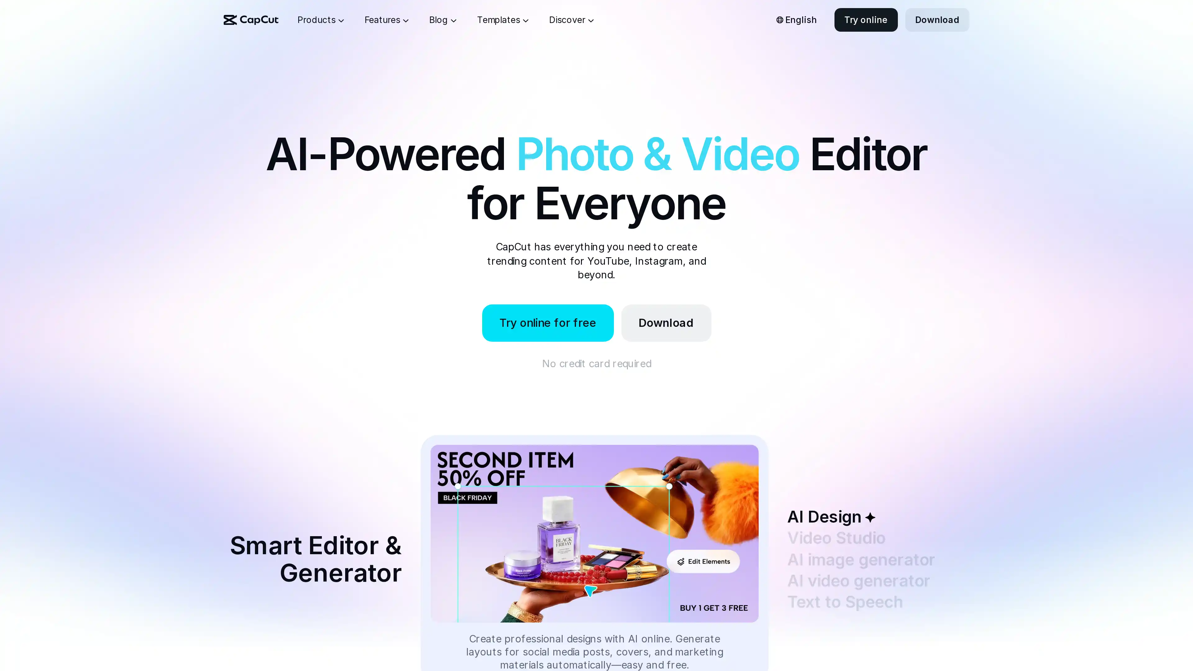CapCut free AI video editor