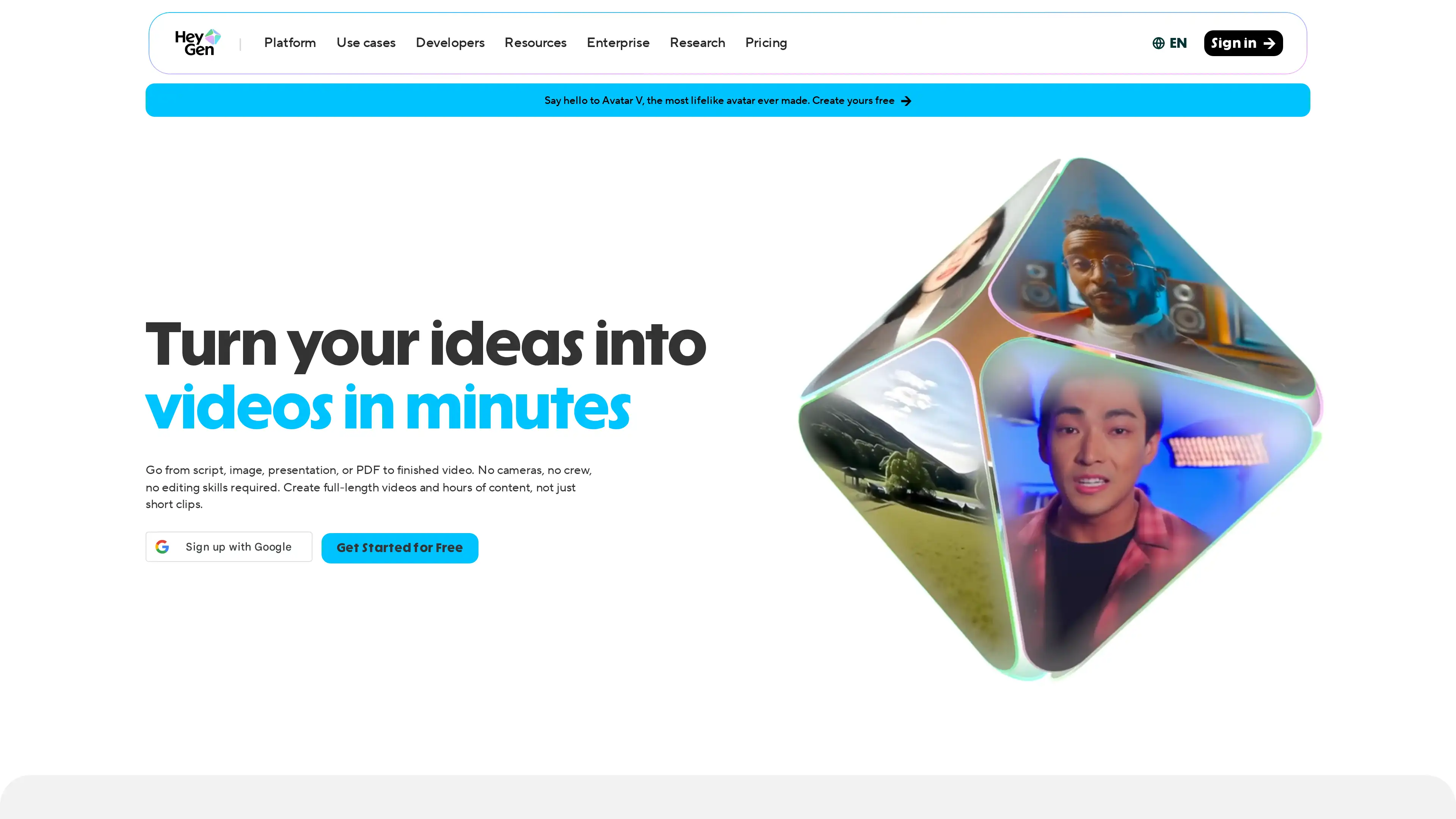 HeyGen free AI avatar video generator