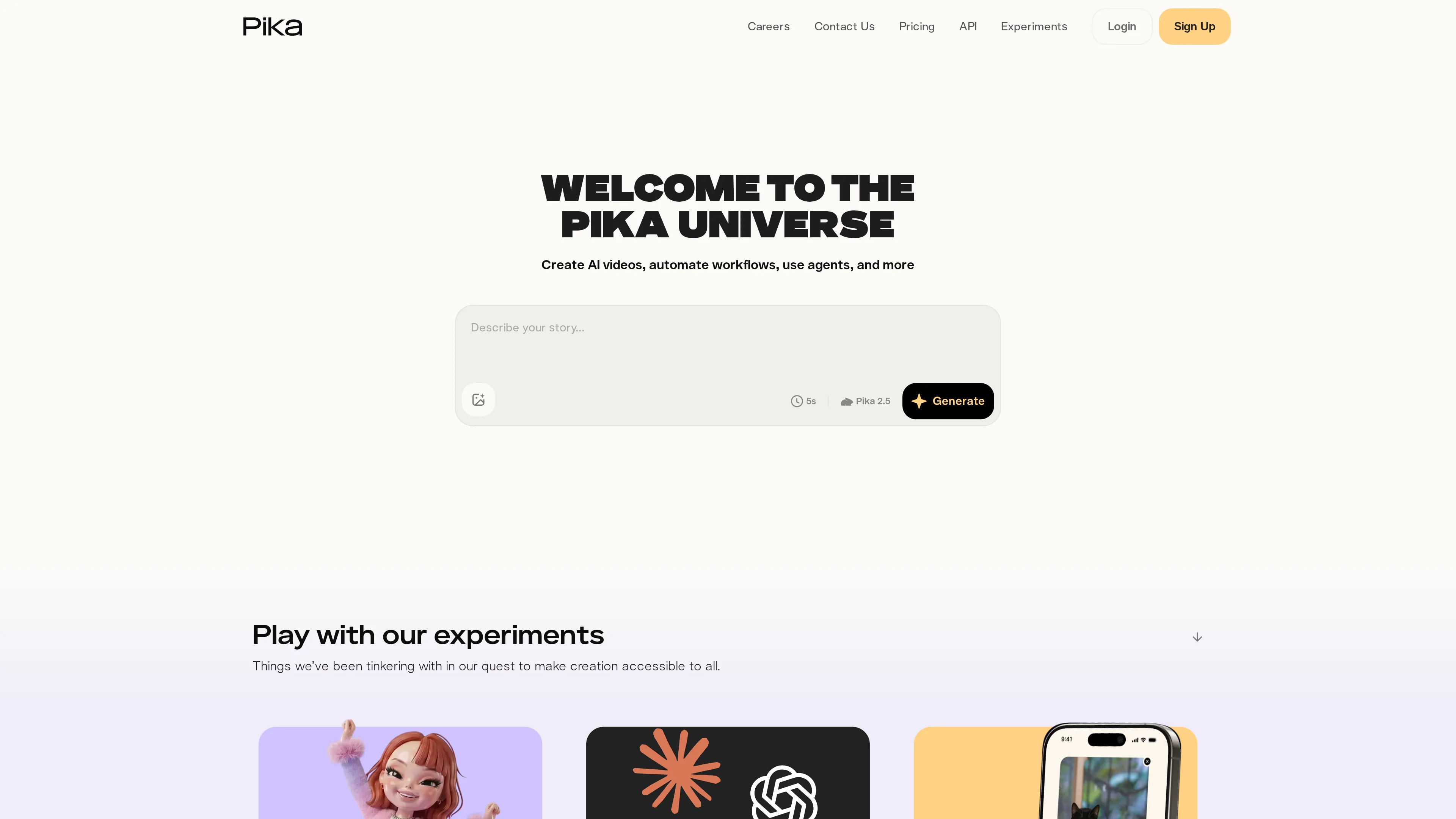 Pika free AI video generator for stylized clips