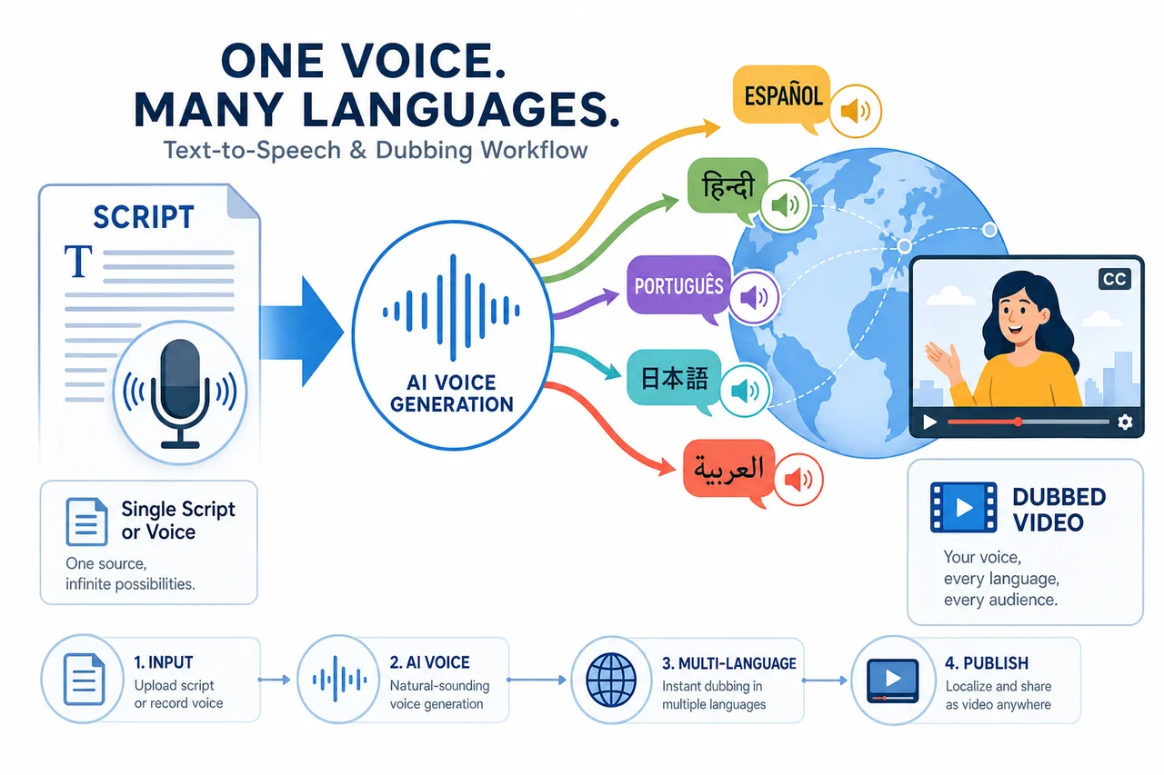 VideoDubber text to speech and dubbing in 150+ languages