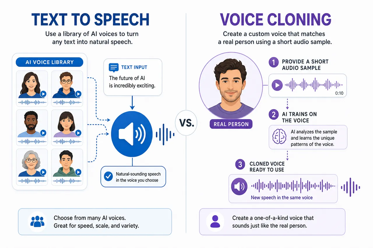Text to speech vs voice cloning comparison 2026