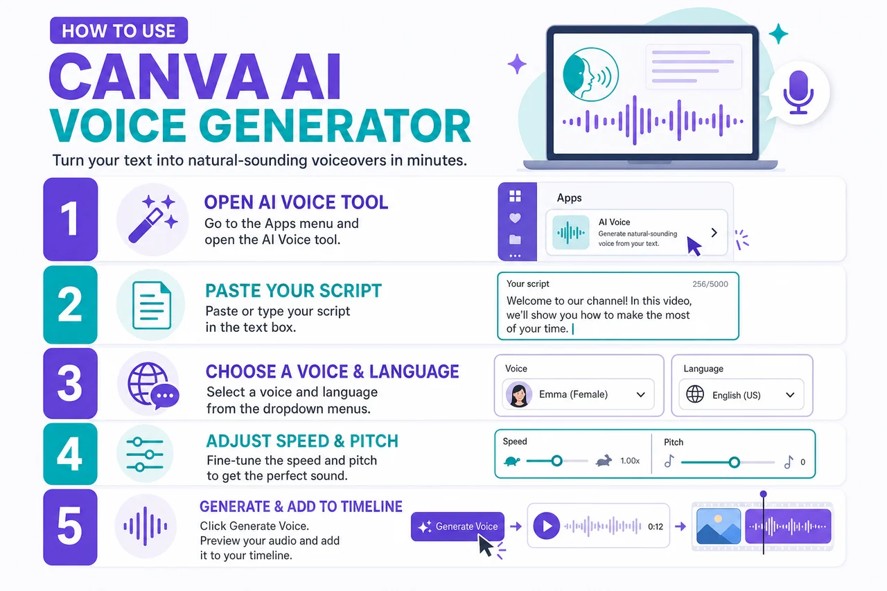 How to use the Canva AI voice generator step by step
