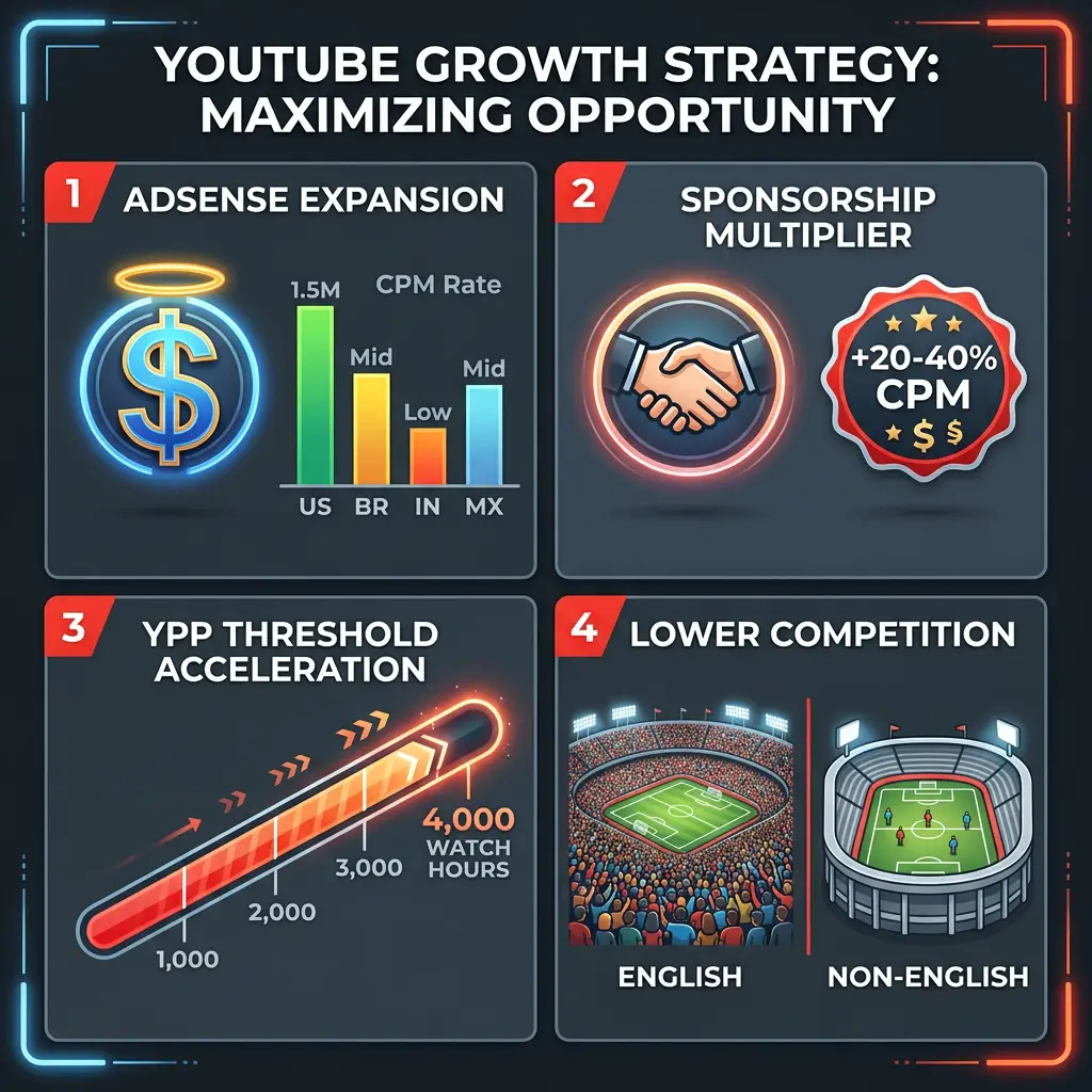 YouTube creator revenue impact from multilingual dubbing infographic