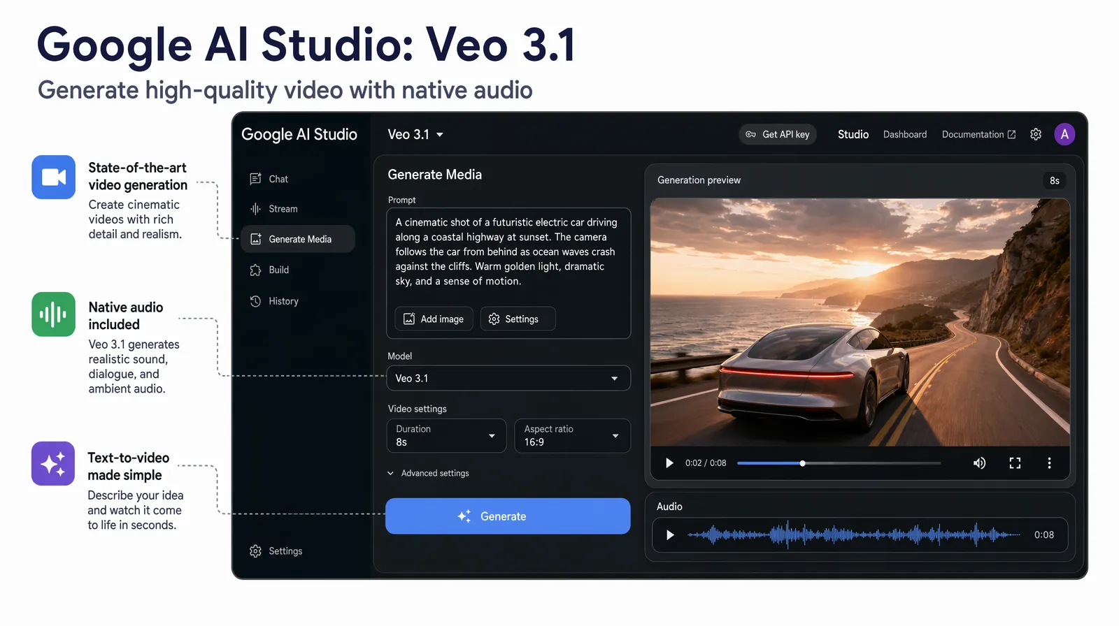 Google Veo generative video model photorealistic output example