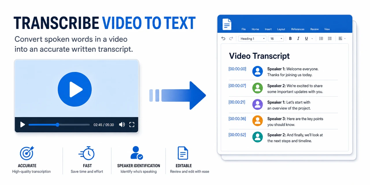 How to transcribe a video to text in Word — step-by-step 2026 guide
