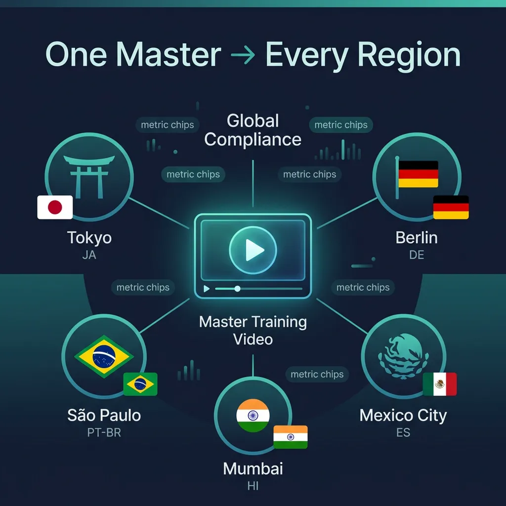 Multinational employee training video localization across global offices