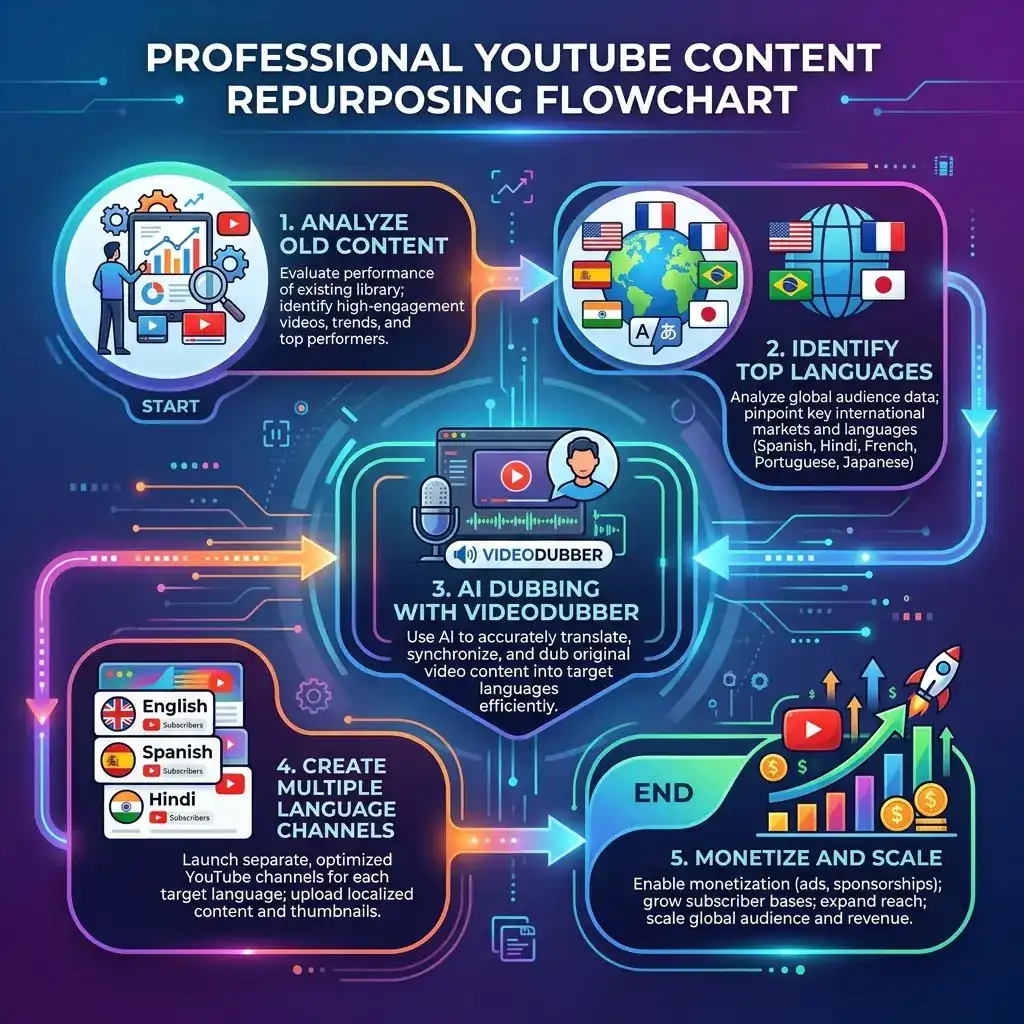 Professional YouTube Content Repurposing Flowchart