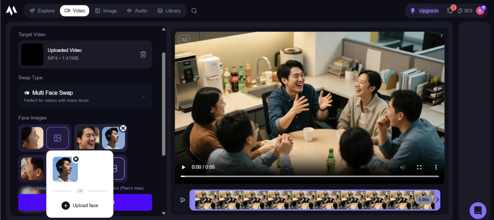 Upload target and source for face swap