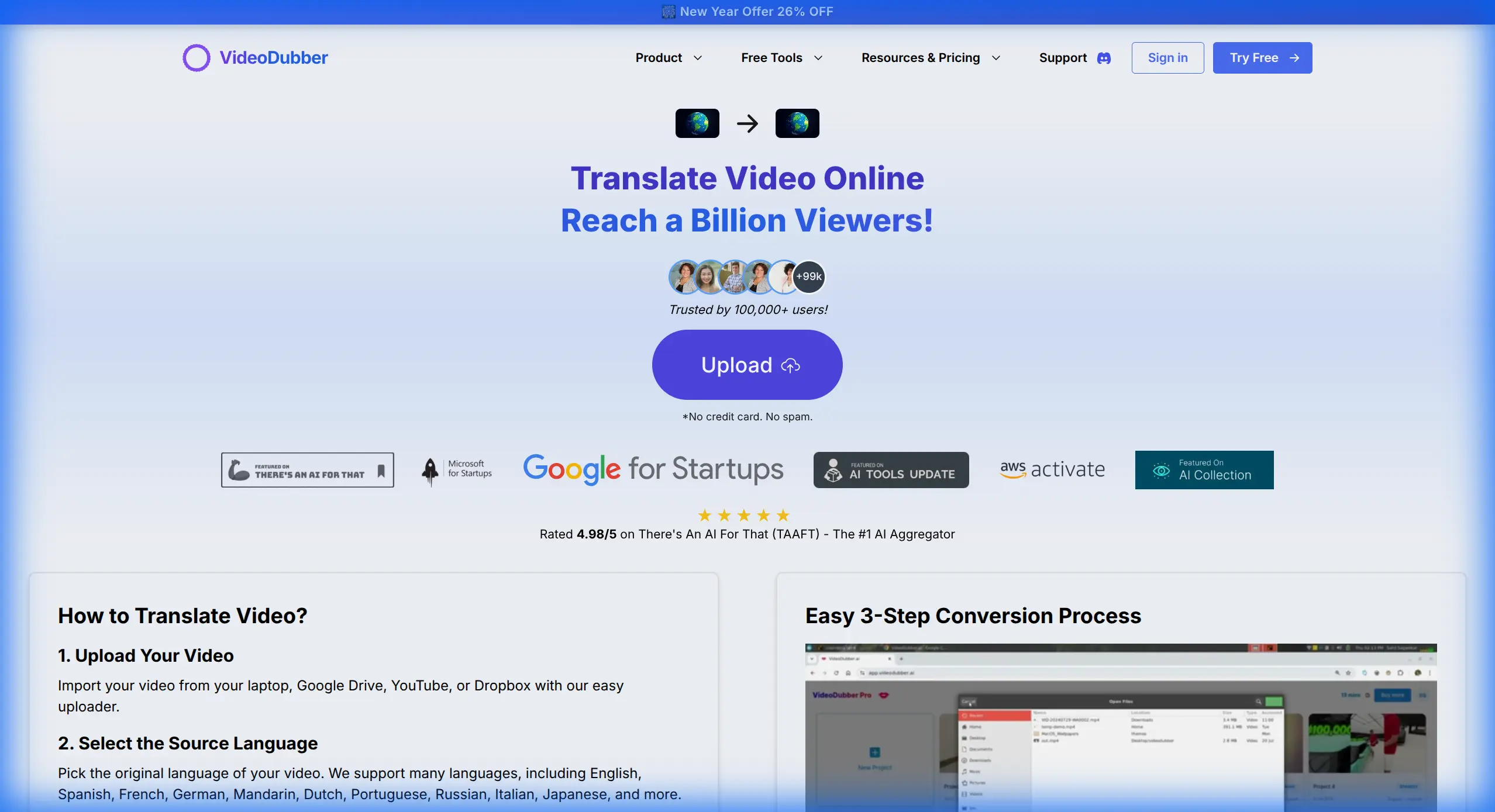 VideoDubber Video Translator UI
