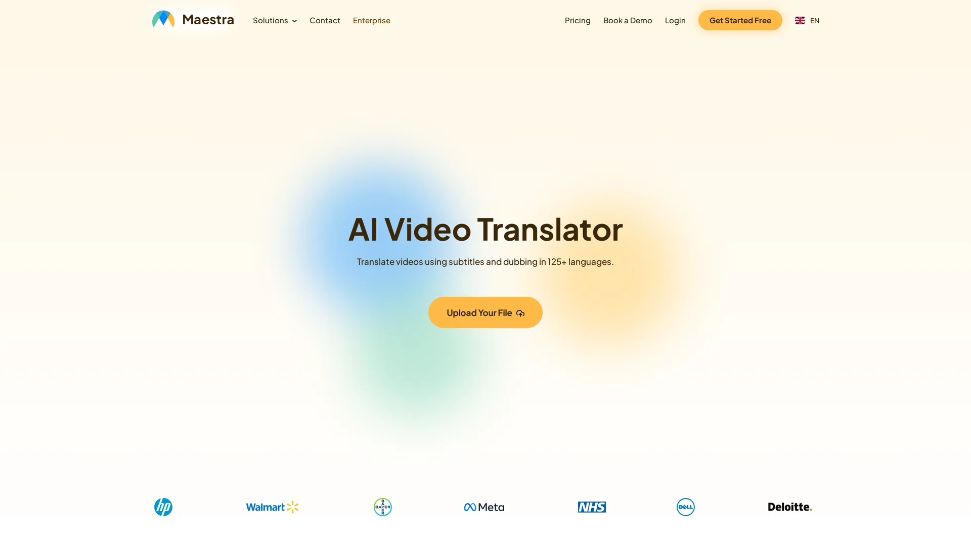 Maestra AI Video Translator landing page