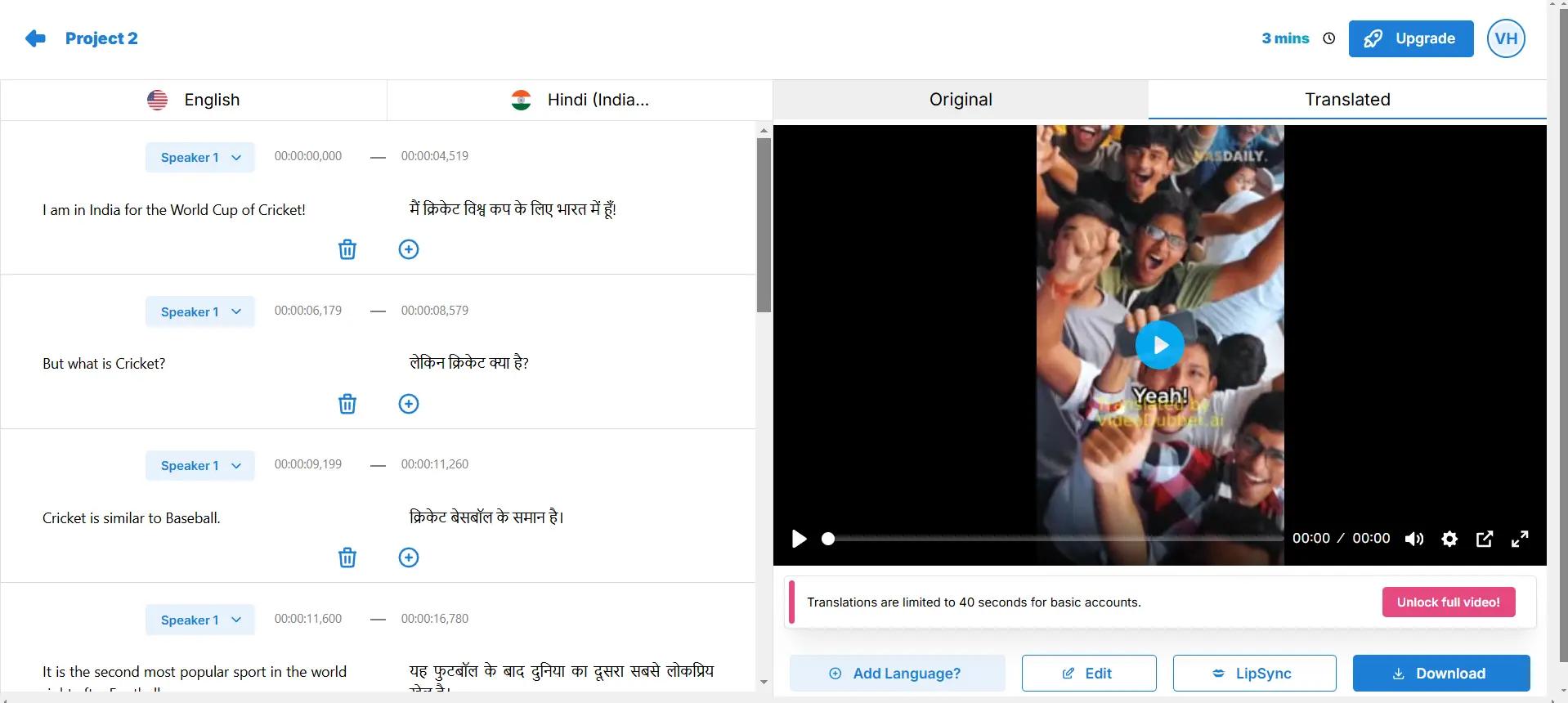 VideoDubber Dashboard