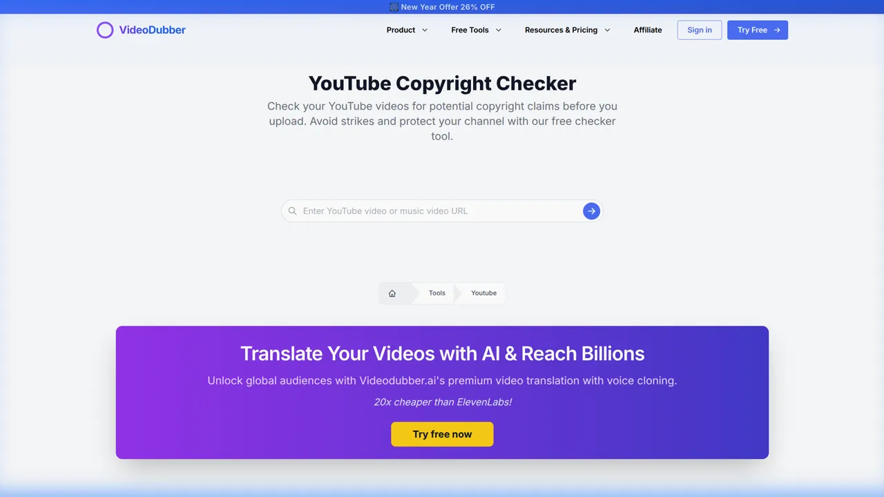 YouTube Copyright Checker UI