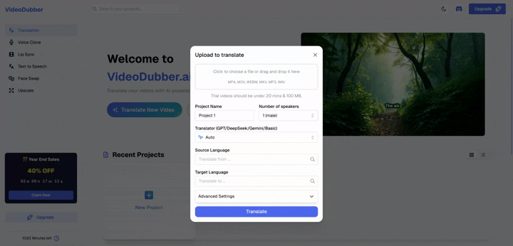 YouTube Import Interface